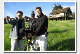 Ruebin, some mexican guy and Grant on Castaway set